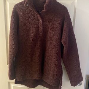 Aerie Sherpa Sweatshirt Maroon
